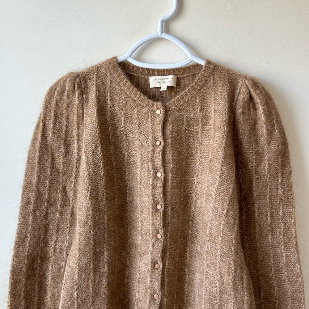 Sezane Camille Cardigan Womens Sweater Sz XS Camel French Vibes Soft Cozy Comfy - Picture 4 of 12